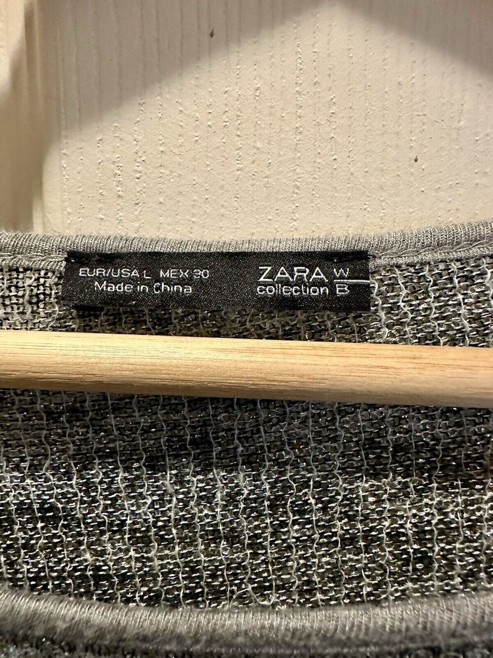 ZARA WOMEN'S HEATHER GRAY THIN KNIT LONG PUFF SLEEVE SEQUIN‎ MINI DRESS Sz Large - Picture 4 of 11